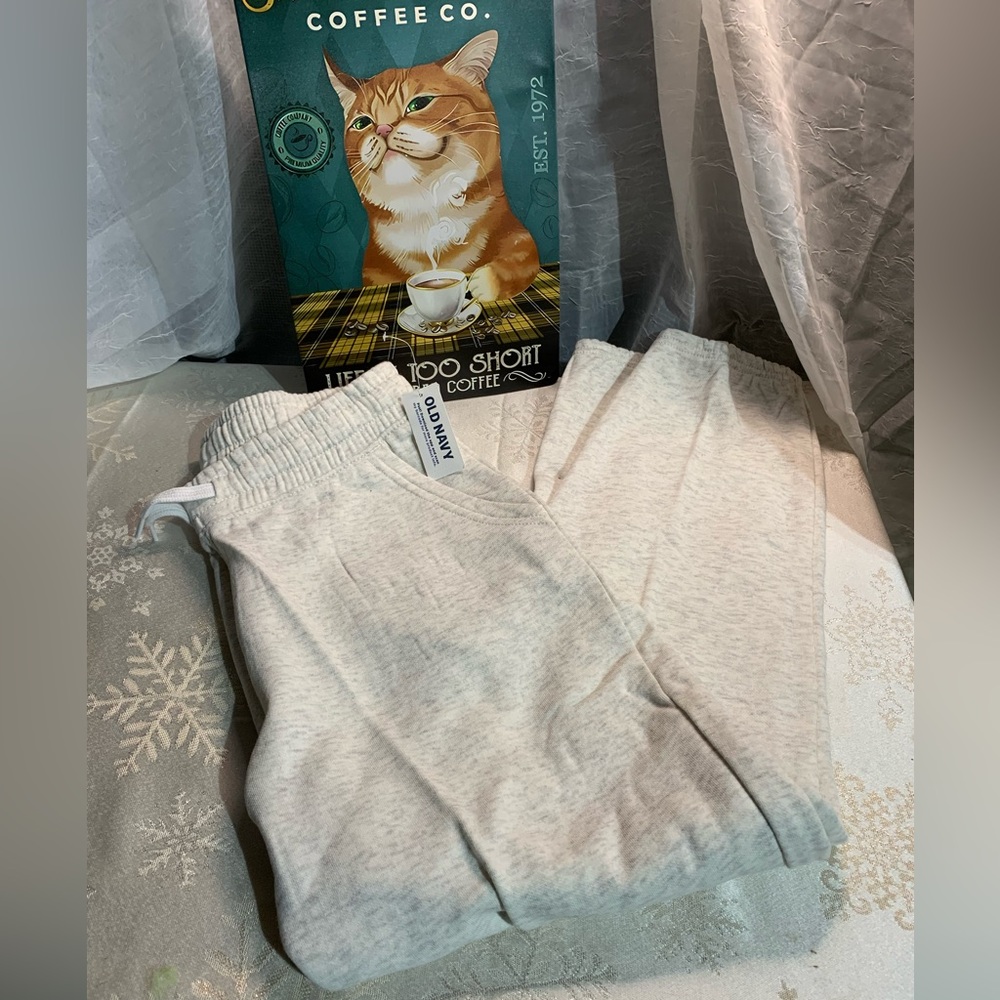 Boys Old Navy White Heathered Sweatpants